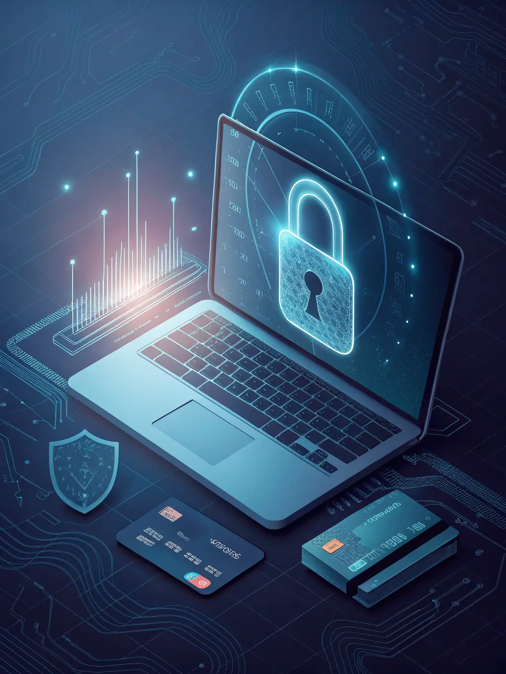 A secure online payment gateway interface displayed on a laptop screen, emphasizing security and ease of use.